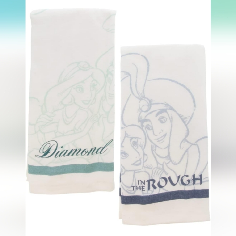 Set of 2 Disney Aladin Bridal Collection 100% Cotton Kitchen Towels 16x26 NWT